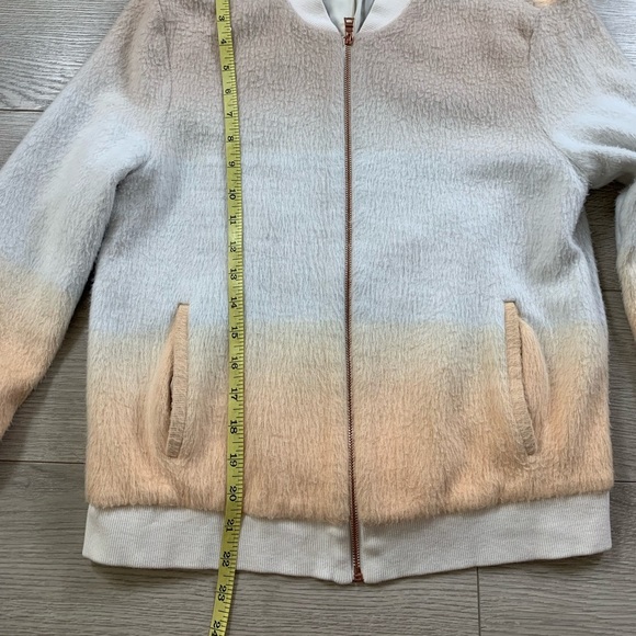 Anthropologie Paper Crown Fuzzy Ombré Bomber Jacket - Picture 11 of 12